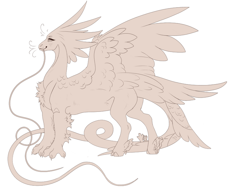 Light draco with open wings (male's feathers are a bit shorter)